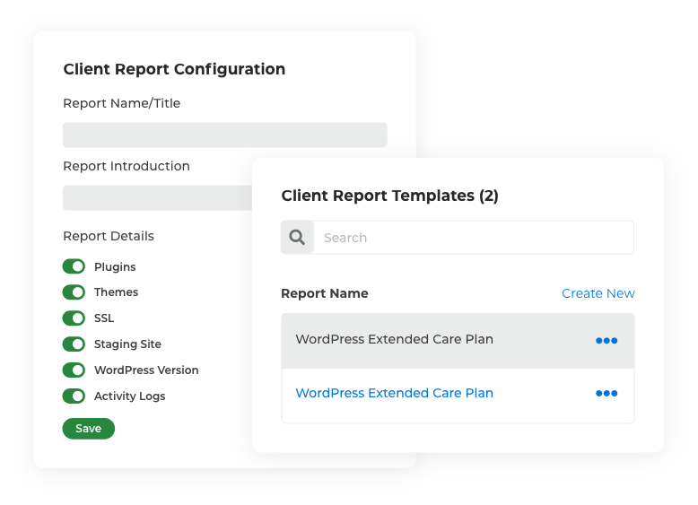 WordPress Manager client report templates