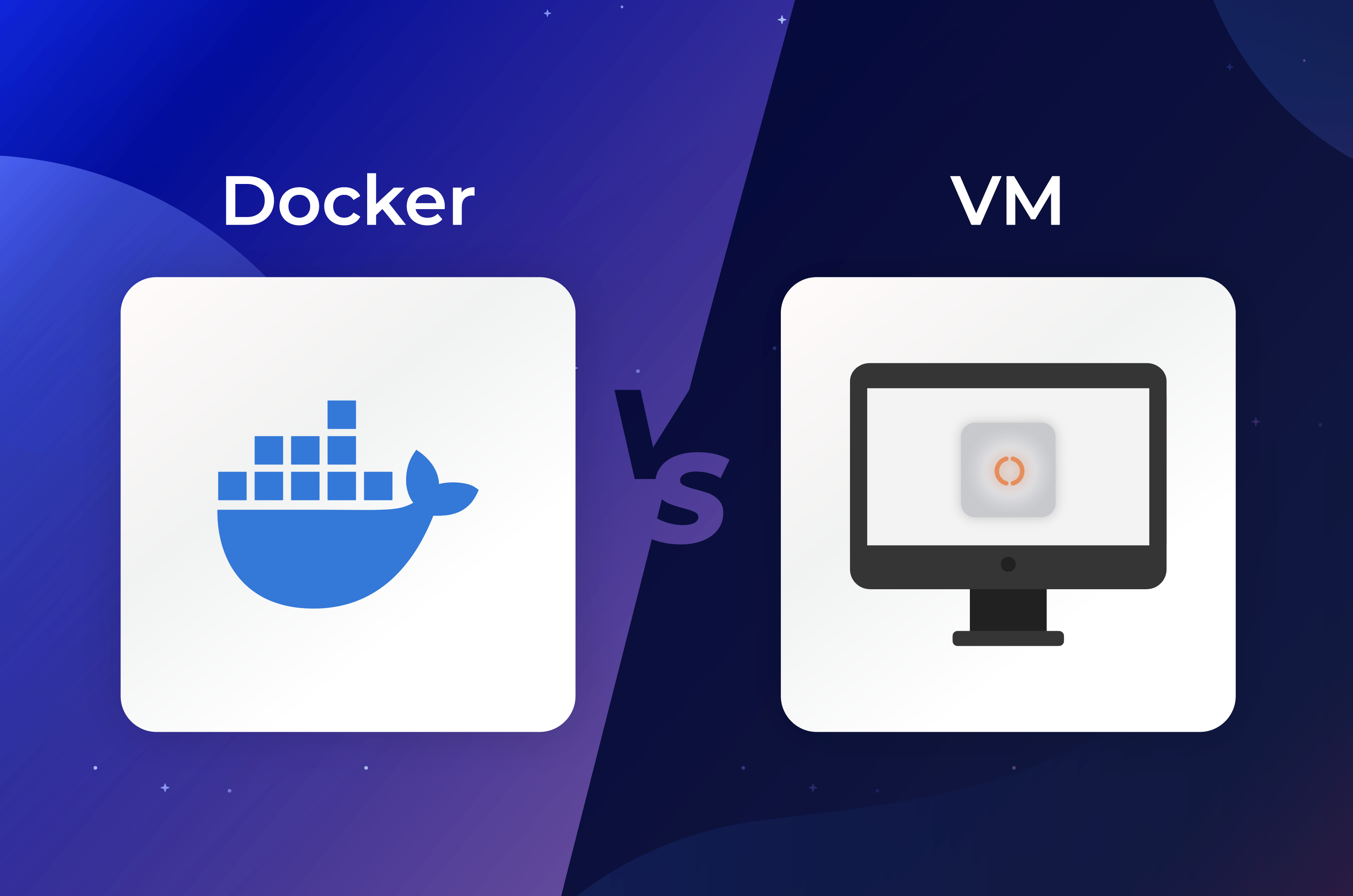 Graphic depicting Docker going head-to-head with a Virtual Machine