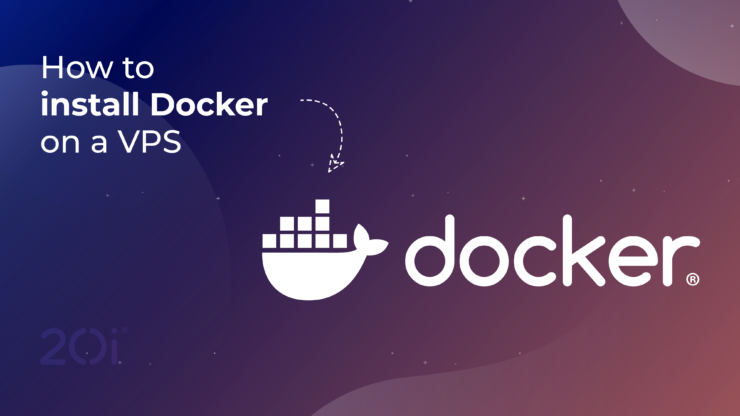 Image showing the Docker logo accompanied by the text "How to install Docker on a VPS"