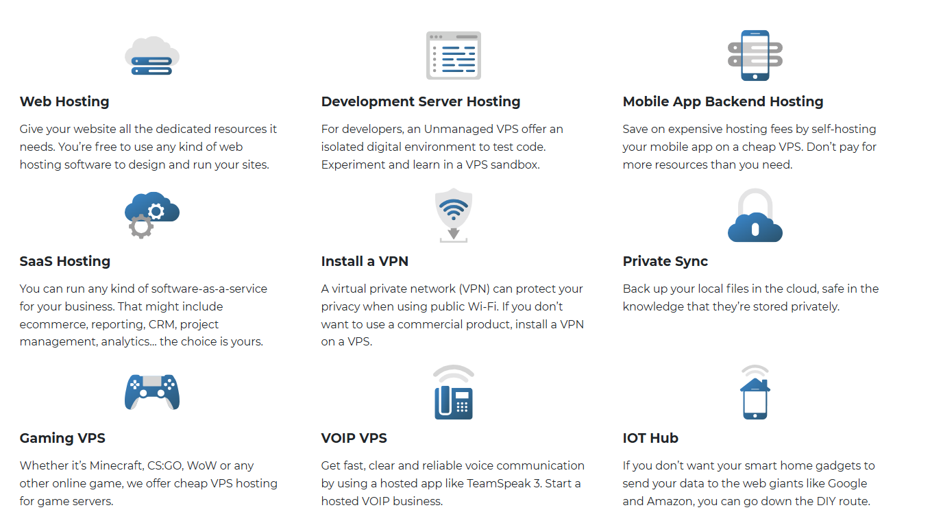 Screenshot from the 20i VPS web page to illustrate that it is possible to run multiple services with a VPS using Docker