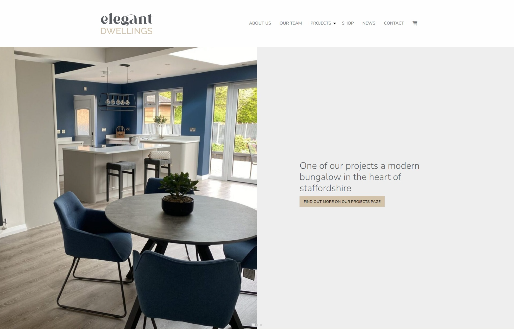 Screenshot of the Elegant Dwellings website home page