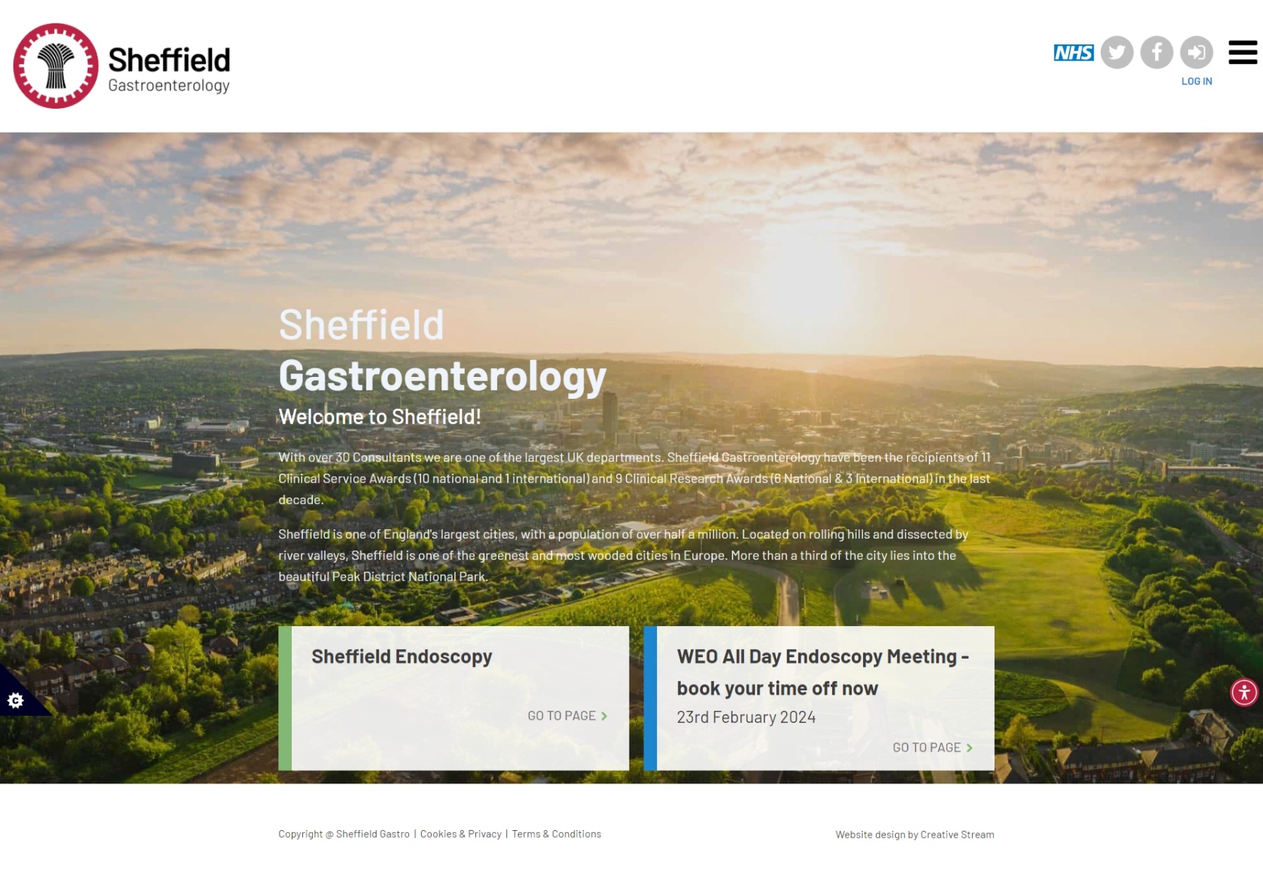 screen capture of the NHS Sheffield Gastroenterology website by Creative Stream