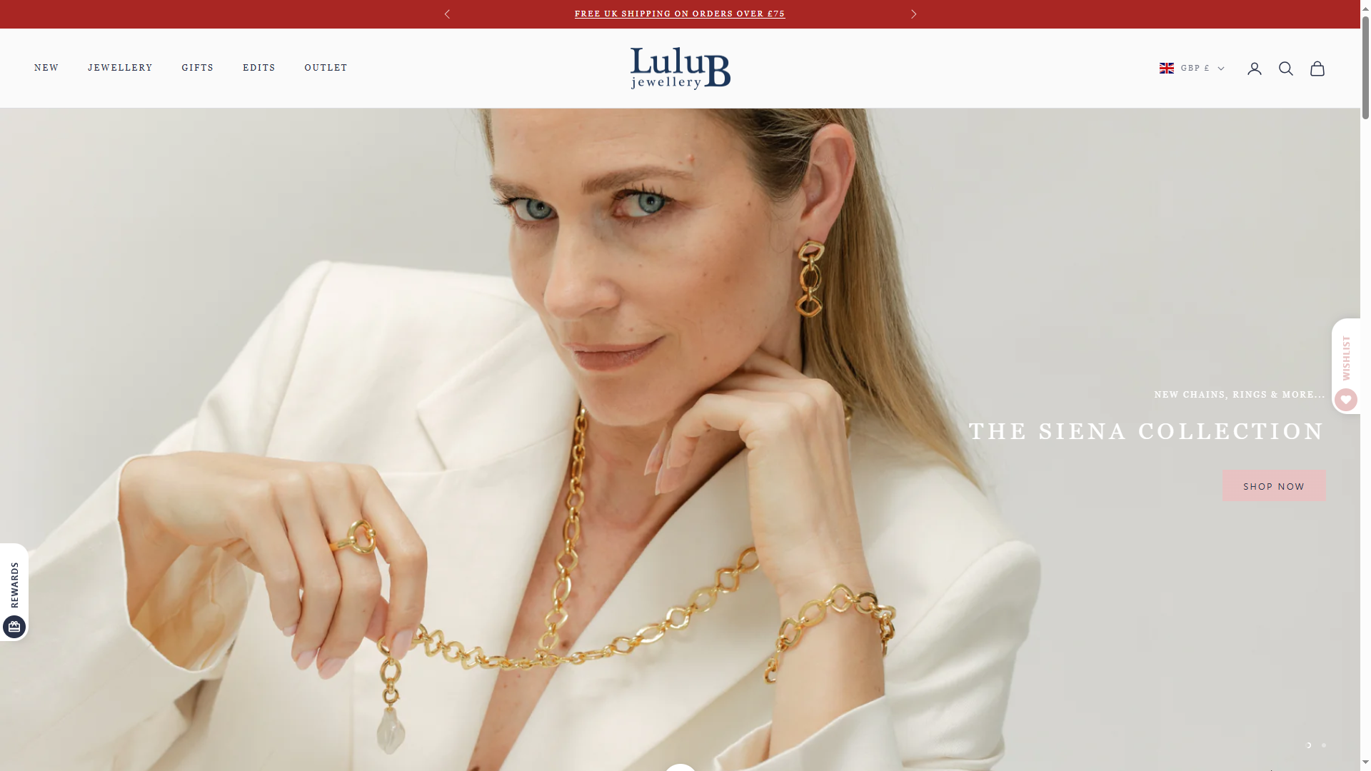 Screenshot of LuluB Jewellery website by Marketing Labs