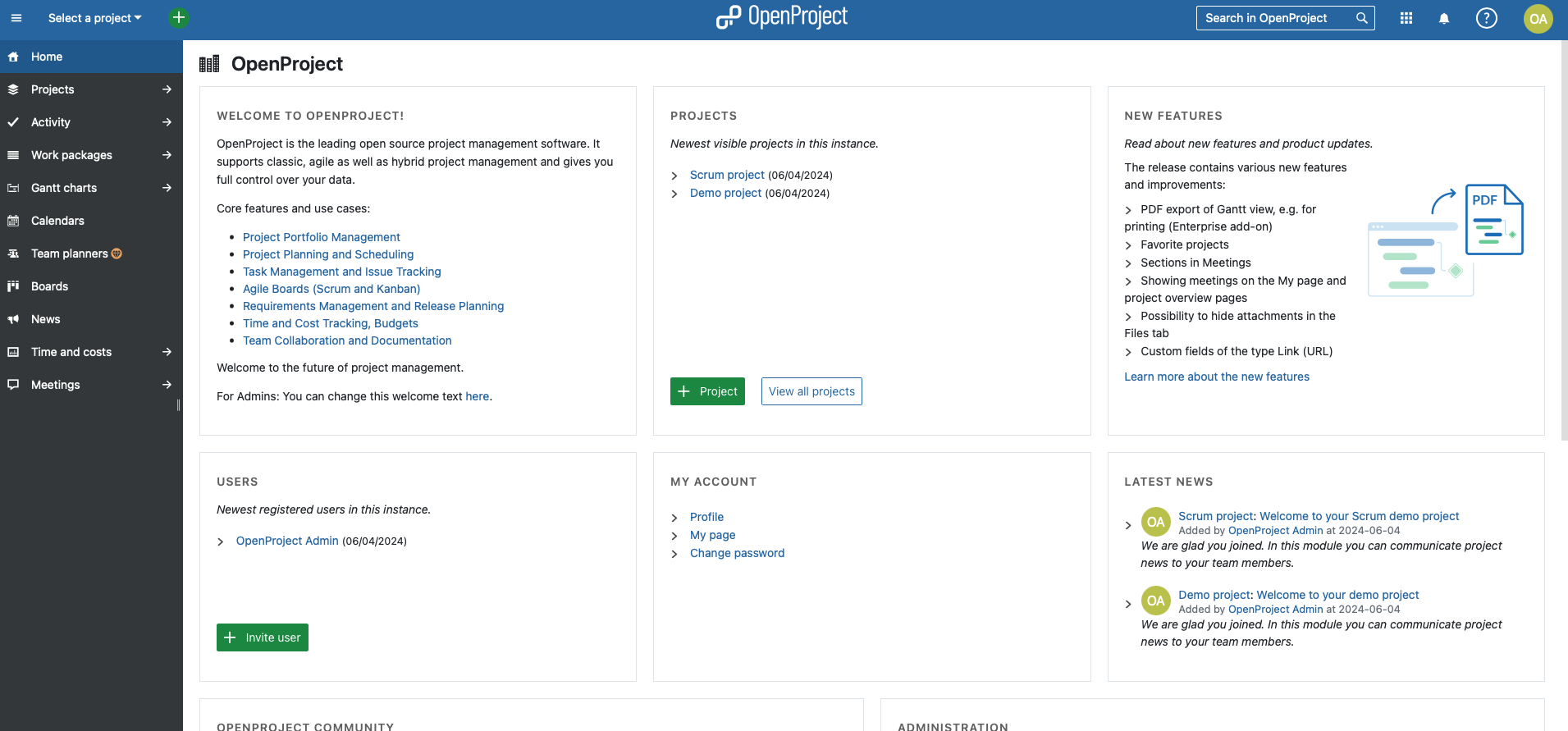 Screenshot of the OpenProject Interface 