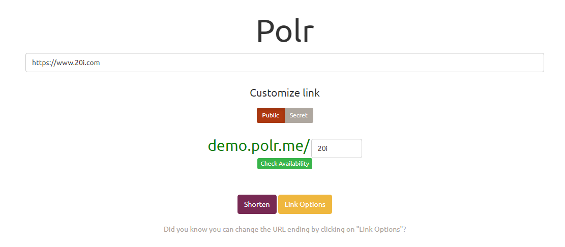 Polr url shortener