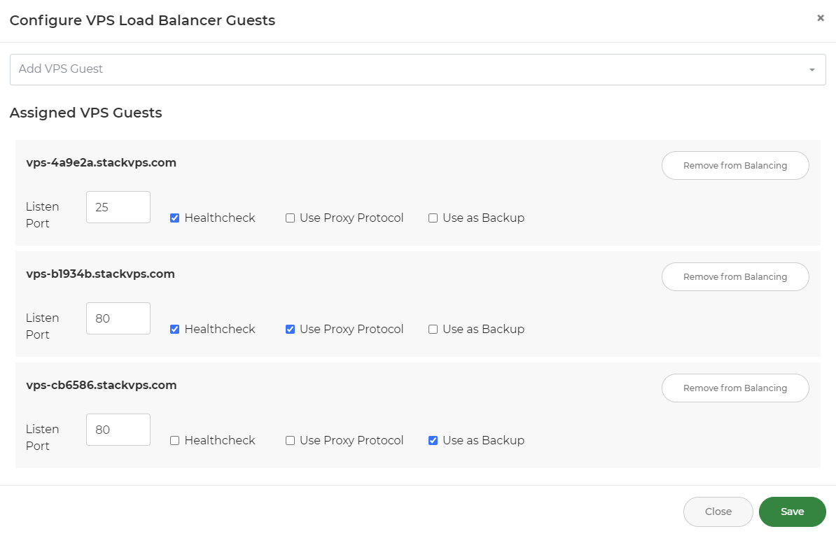 Configuring VPS Load Balancer Guests in My20i