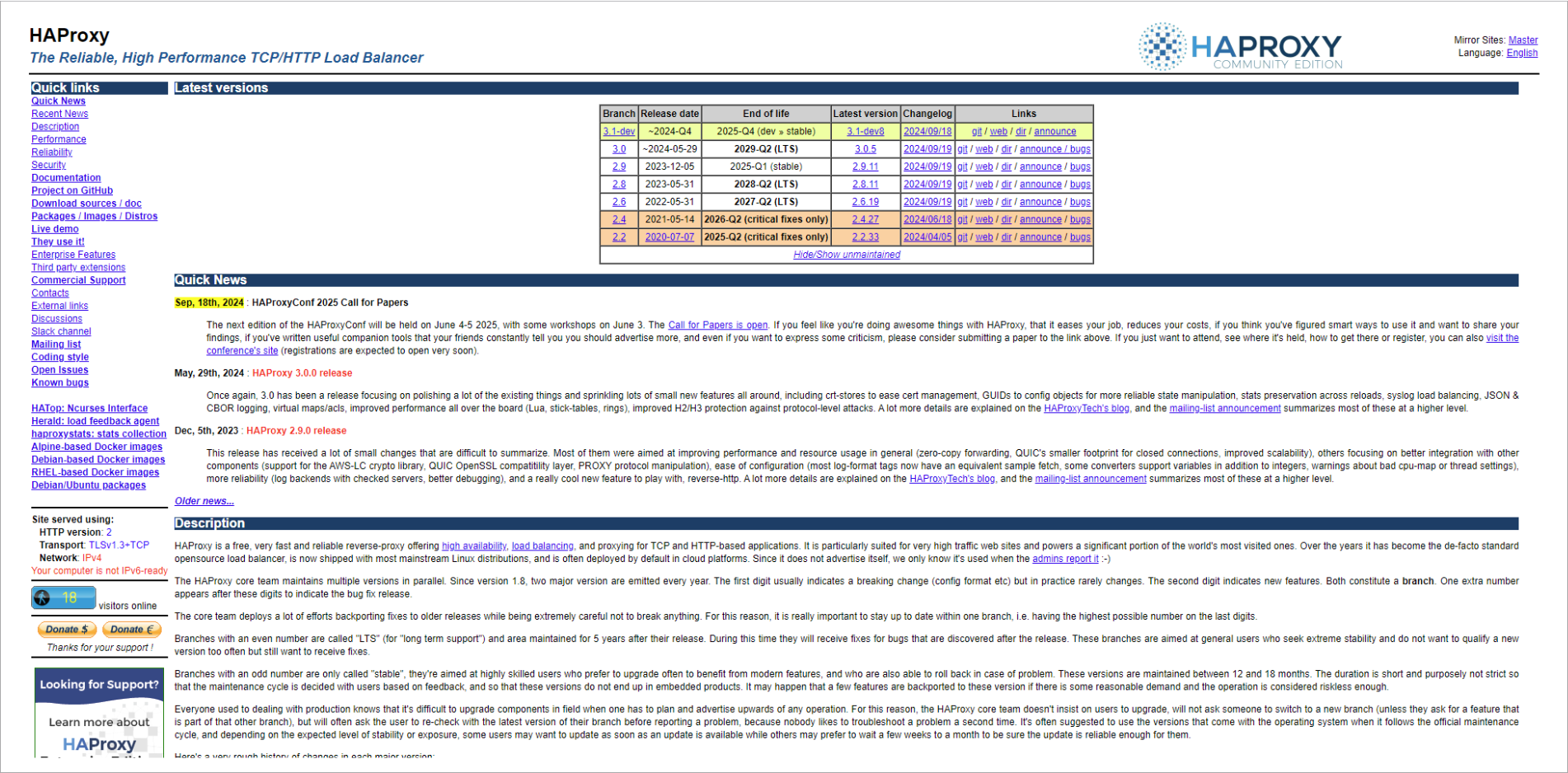 Screenshot of HAProxy website