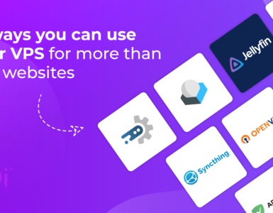 Image says 12 ways you can use your VPS for more than just websites. Icons are shown for various free, open source software