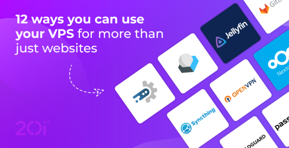 Image says 12 ways you can use your VPS for more than just websites. Icons are shown for various free, open source software