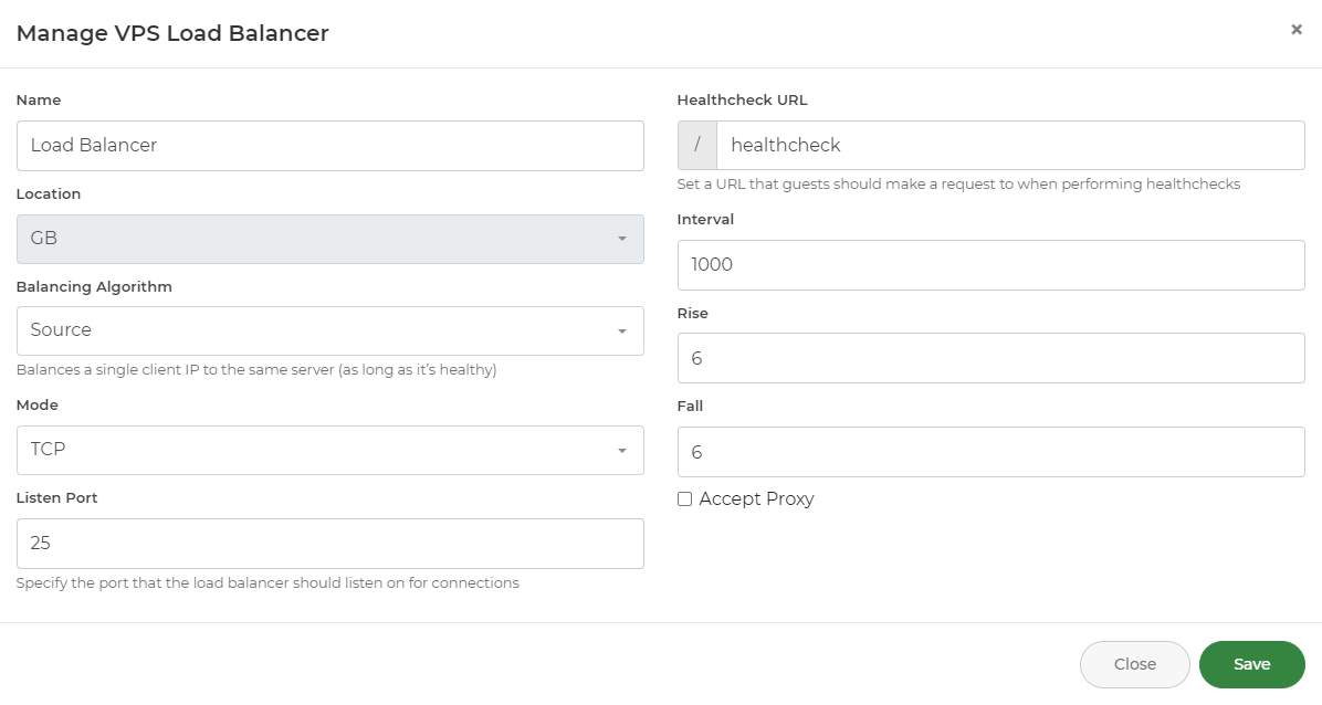 Managing the VPS Load Balancer in My20i