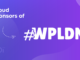 Proud sponsors of #WPLDN on a purple gradient background